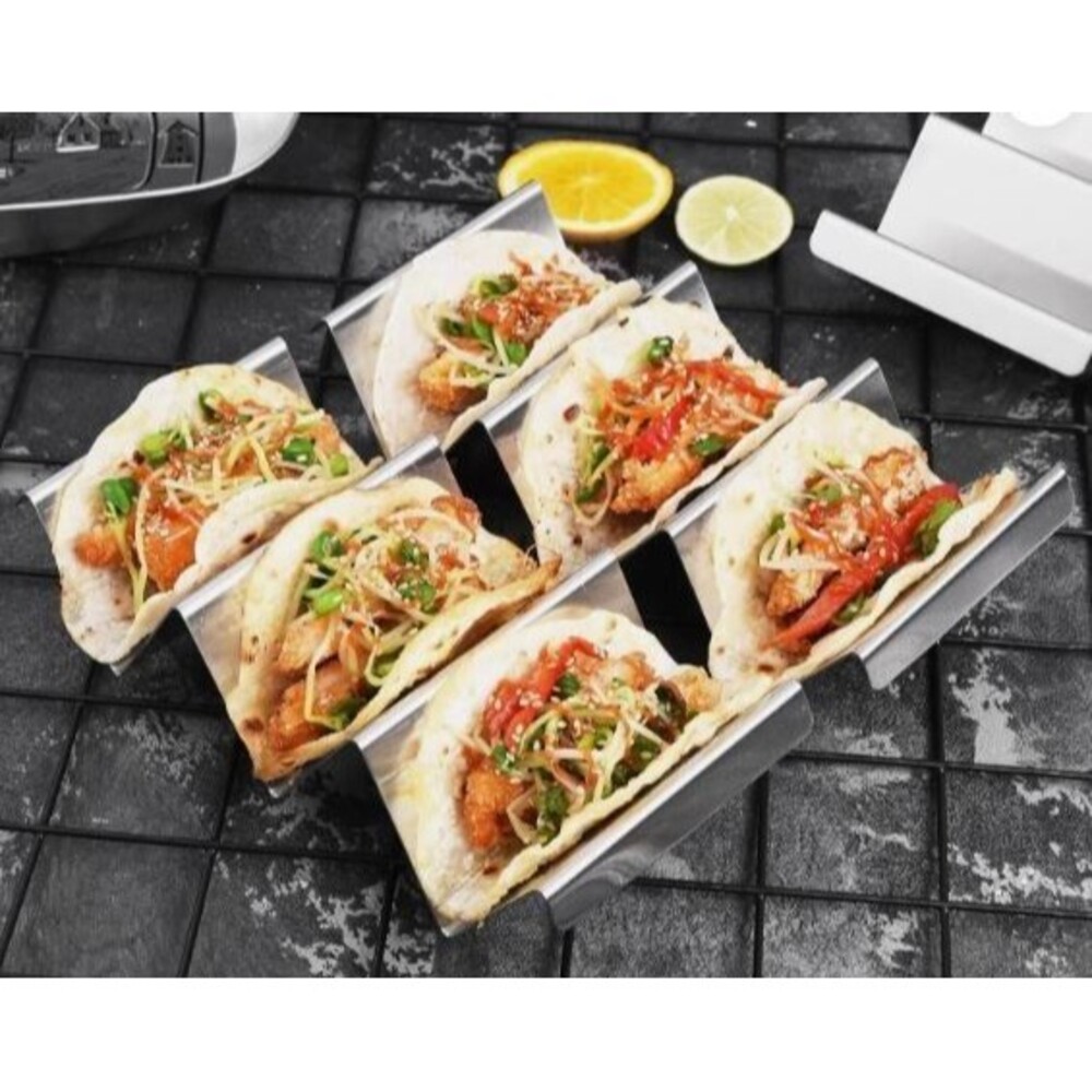 Taco Holder Stand 4 Packs - Stainless Steel Taco Rack Truck Tray Style Oven Safe
